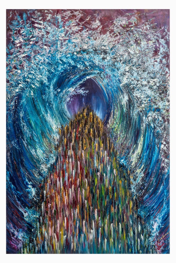 Judaic Original Painting on Canvas of Keriyas Yam Suf - Etsy