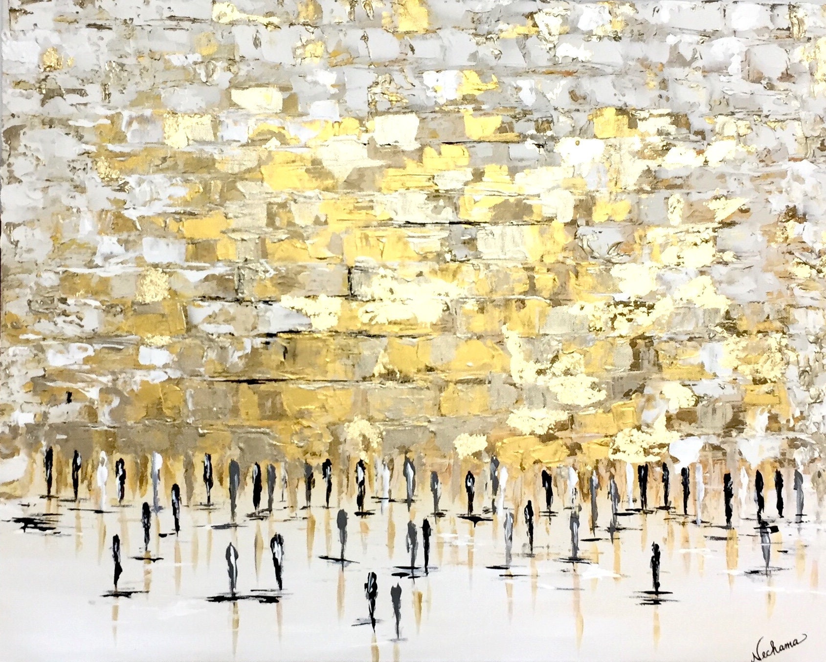 Judaic Original Acrylic Painting on Canvas Gold Kosel / Kotel Etsy