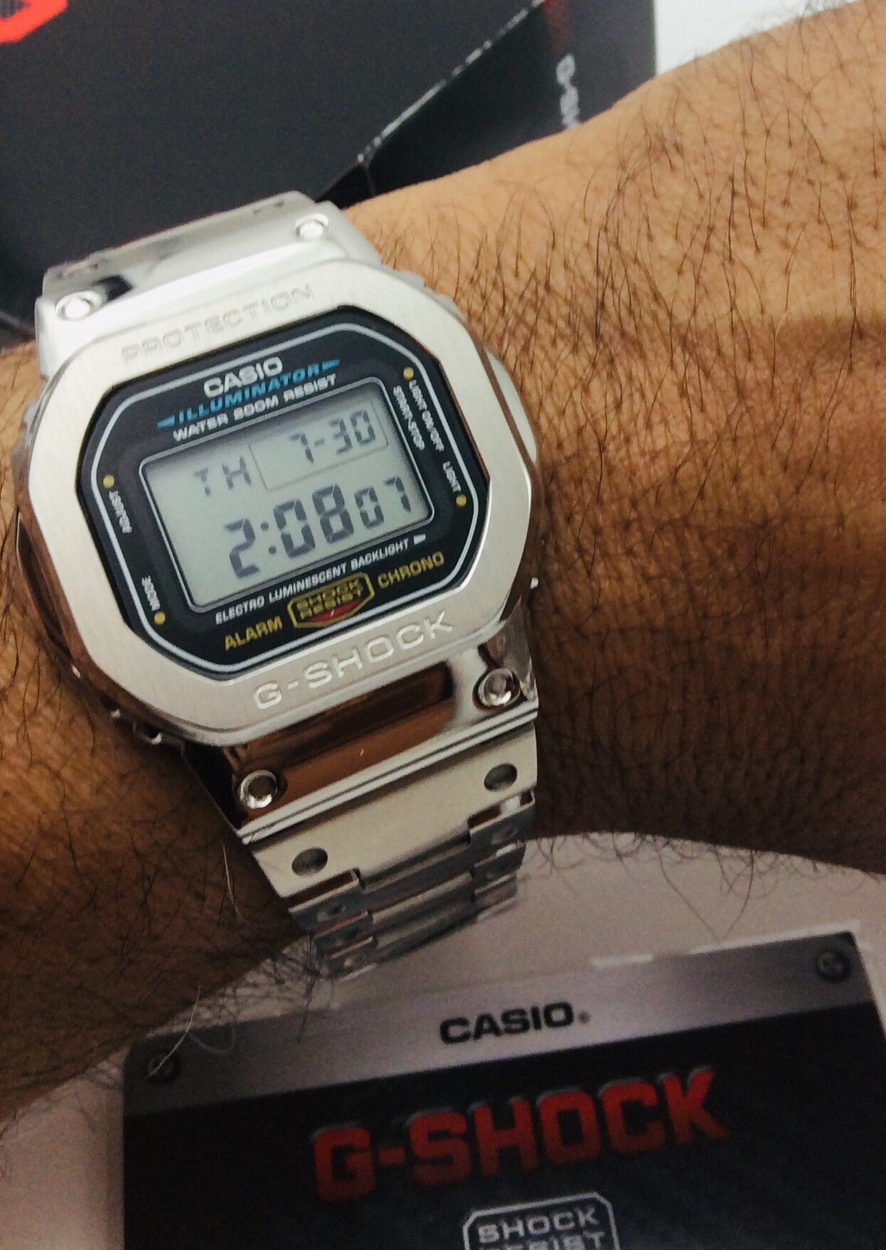 Silver Casio G-shock DW5600E Custom Full Metal Silver Stainless 