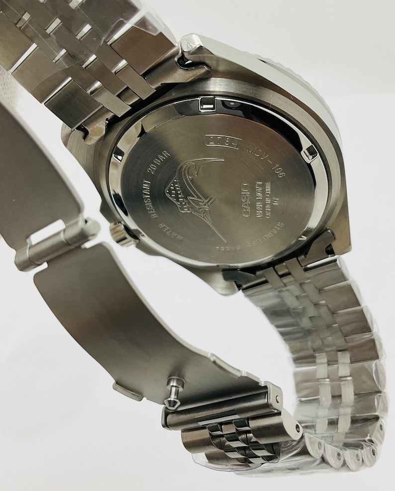 Casio MDV106B-2AVCF, PEPSI, Duro, men's silver S/Steel watch, 200-meter WR custom, anti-reverse Bezel image 7