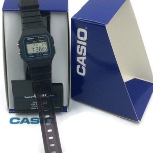 Neue Casio F91W Digitaluhr, Custom Black Transparent klar Jelly Resin Band, Alarm, Datum