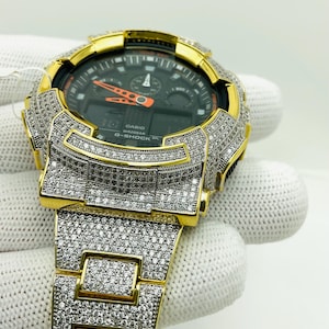 G-SHOCK ga-100 スワロフスキー　クリスタル　カスタム　ICE Casio Authentic GA100L-4A G-shock Iced Out Gold Finished Custom