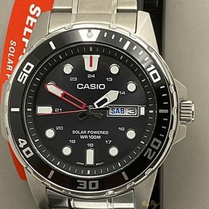 【GW最終日大幅値下げ】CASIO MTP-S110-1AV ソーラーダイバー Casio MTP-S110-1AV, Men's Solar Battery Watch, 100 Meter W/R