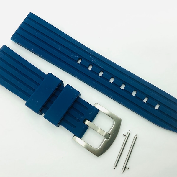 22mm Navy Blue Seiko Diver High Quality Silicon Diver watch Band strap Heavy Duty Diver band + Pins