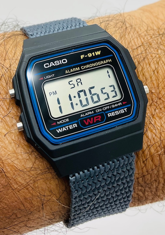 Casio F-91W-1 Digital Watch: Nylon Band, Alarm, Chronograph