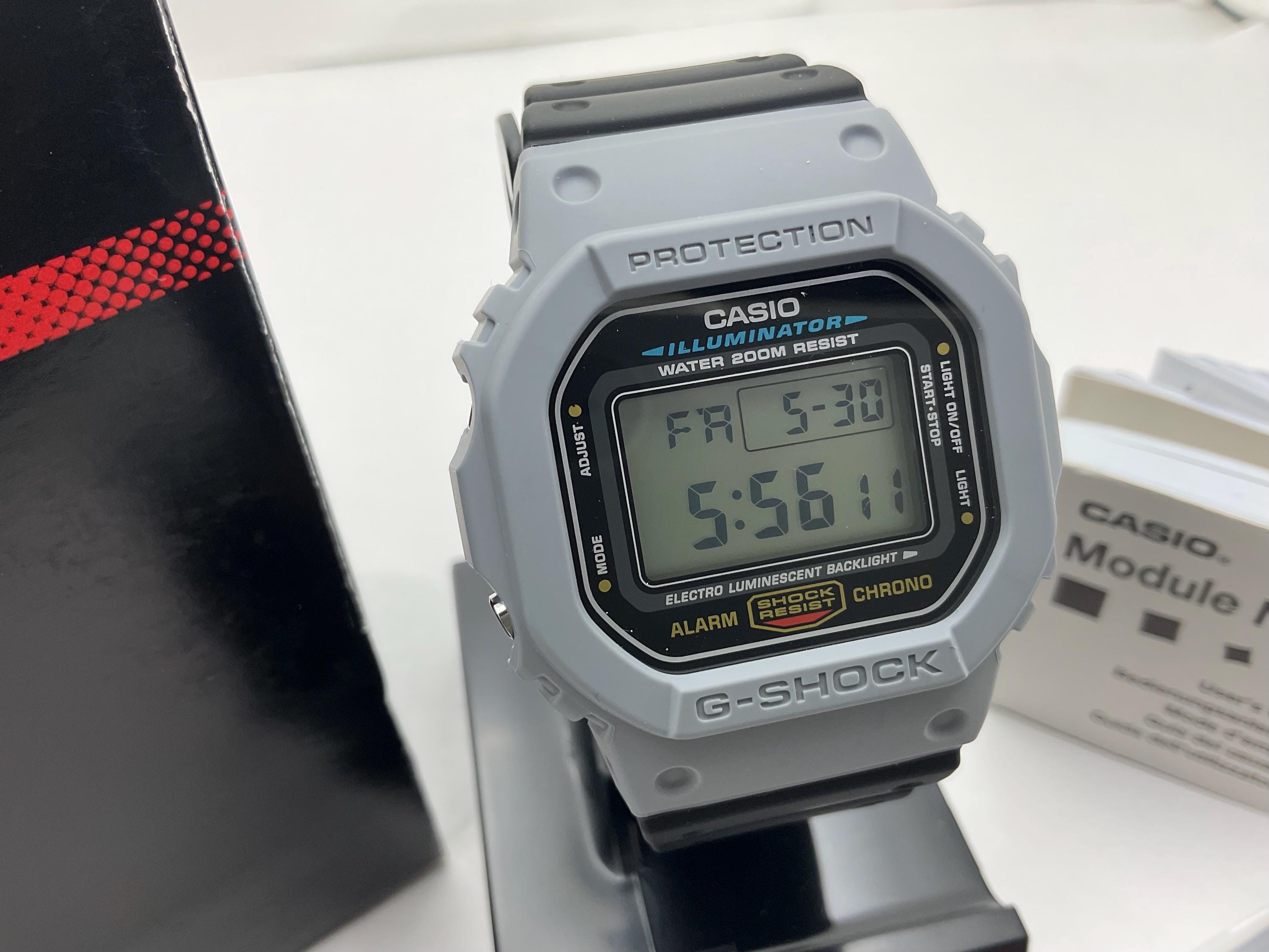 Custom Casio G-shock DW5600E, Square Gray Resin Bezel the Bezel is