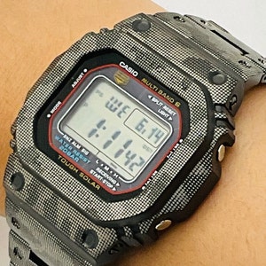 New SOLAR  Casio G Shock GW-M5610 custom full metal Silver Camouflage Stainless Steel   Tough Solar Radio Multiband  6