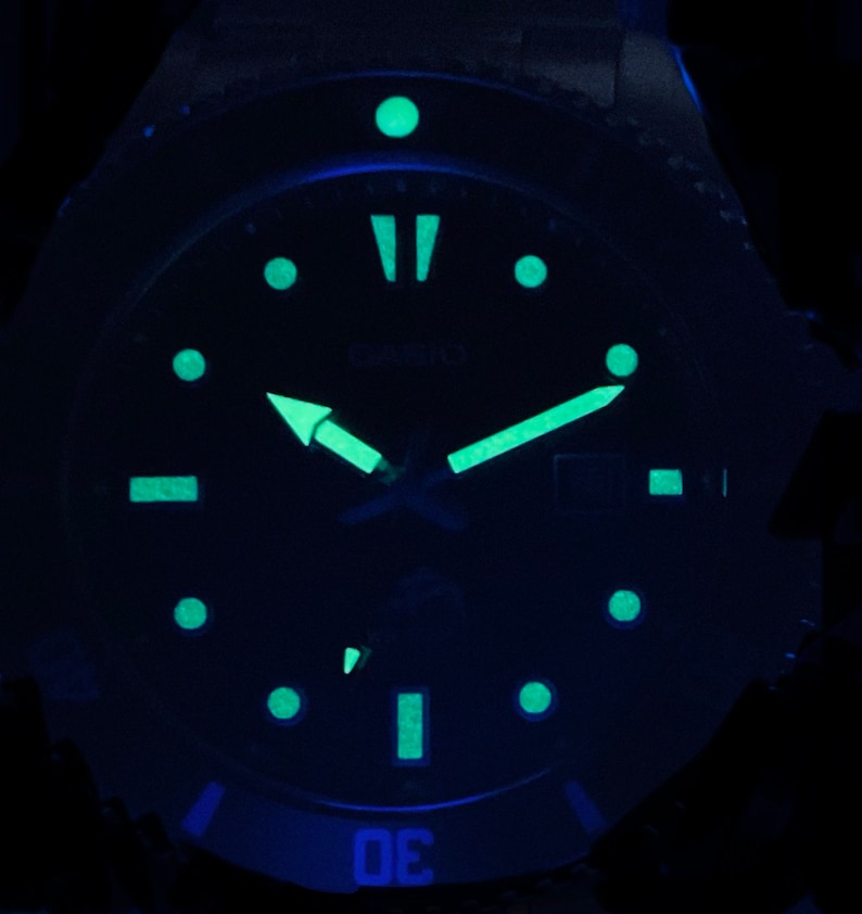 Casio MDV106B-2AVCF, PEPSI, Duro, men's silver S/Steel watch, 200-meter WR custom, anti-reverse Bezel image 6