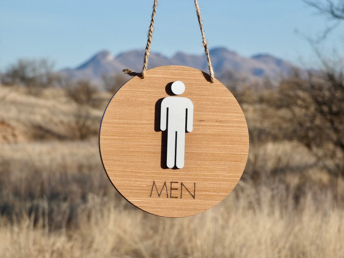 Men's Restroom Sign / Wooden Restroom Sign / Male Bathroom - Etsy