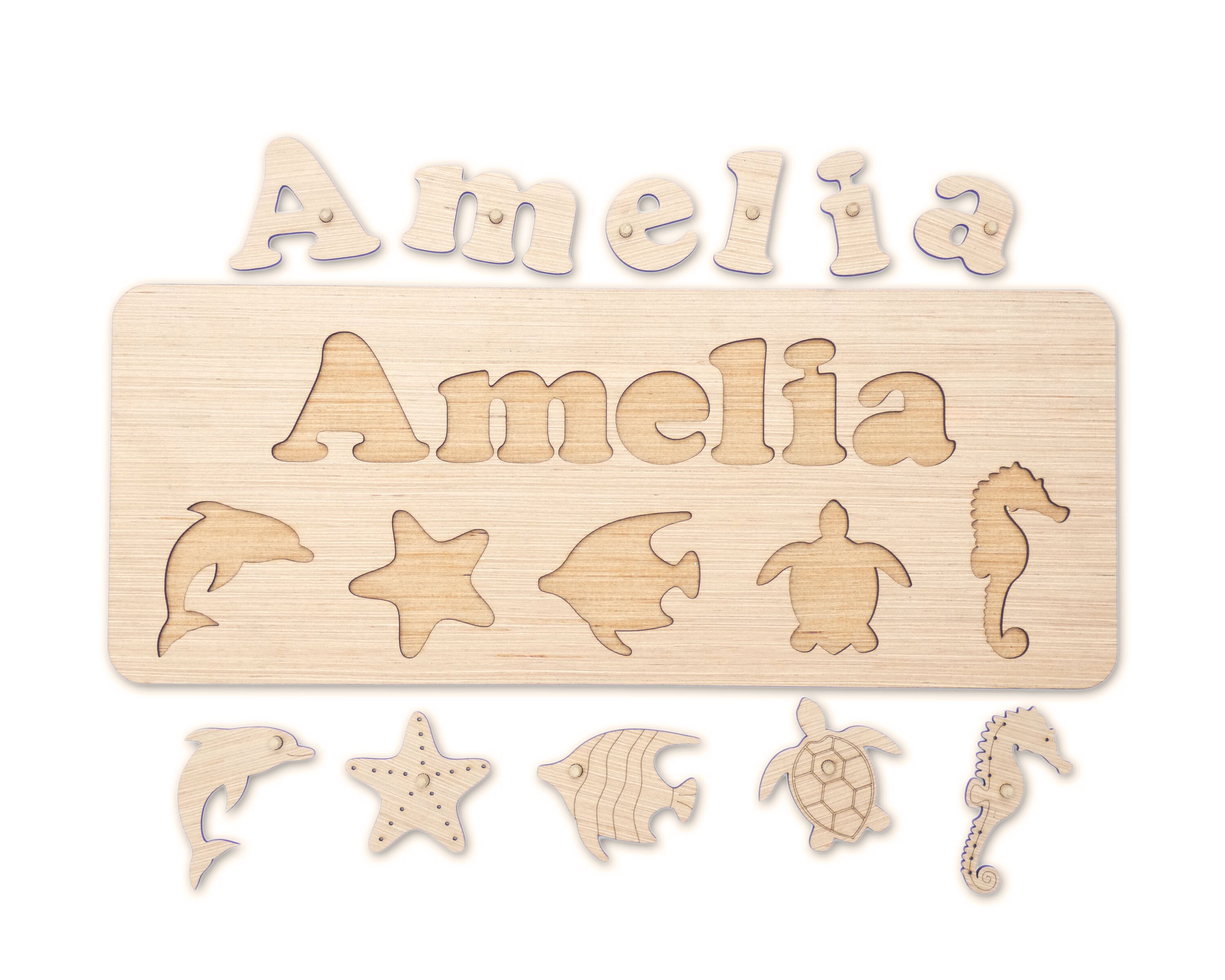 Ocean Animals Name Puzzle Tropical Animals Puzzle Wooden Etsy