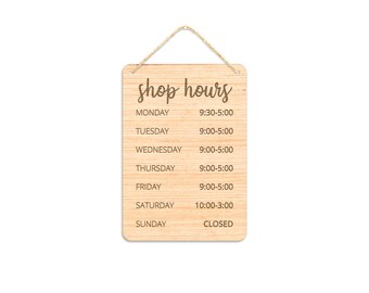 Business Hours Sign / Custom Office Hours Sign / Business Sign / Wooden Open + Closed Sign / Business Open Sign / Custom Sign For Business