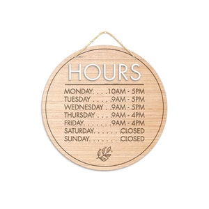 Business Hours Sign / Custom Office Hours Sign / Shop Hours Sign / Open Closed Sign / Custom Wall Decor / Shop Hours / Open Hours Sign