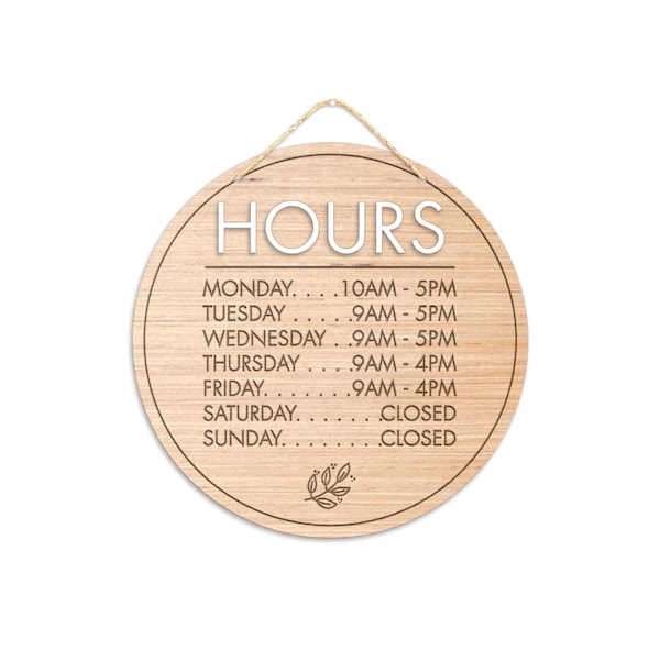 Business Hours Sign / Custom Office Hours Sign / Shop Hours Sign / Open Closed Sign / Custom Wall Decor / Shop Hours / Open Hours Sign