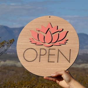 Lotus Flower Open Closed Sign / Open Sign / Closed Sign / | Etsy