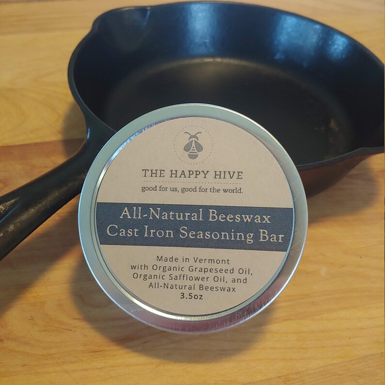 Beeswax Cast Iron Seasoning Bar 3.5oz With Grapeseed Oil and Etsy