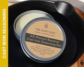 Beeswax Cast Iron Seasoning Bar: All-Natural (3.5oz)