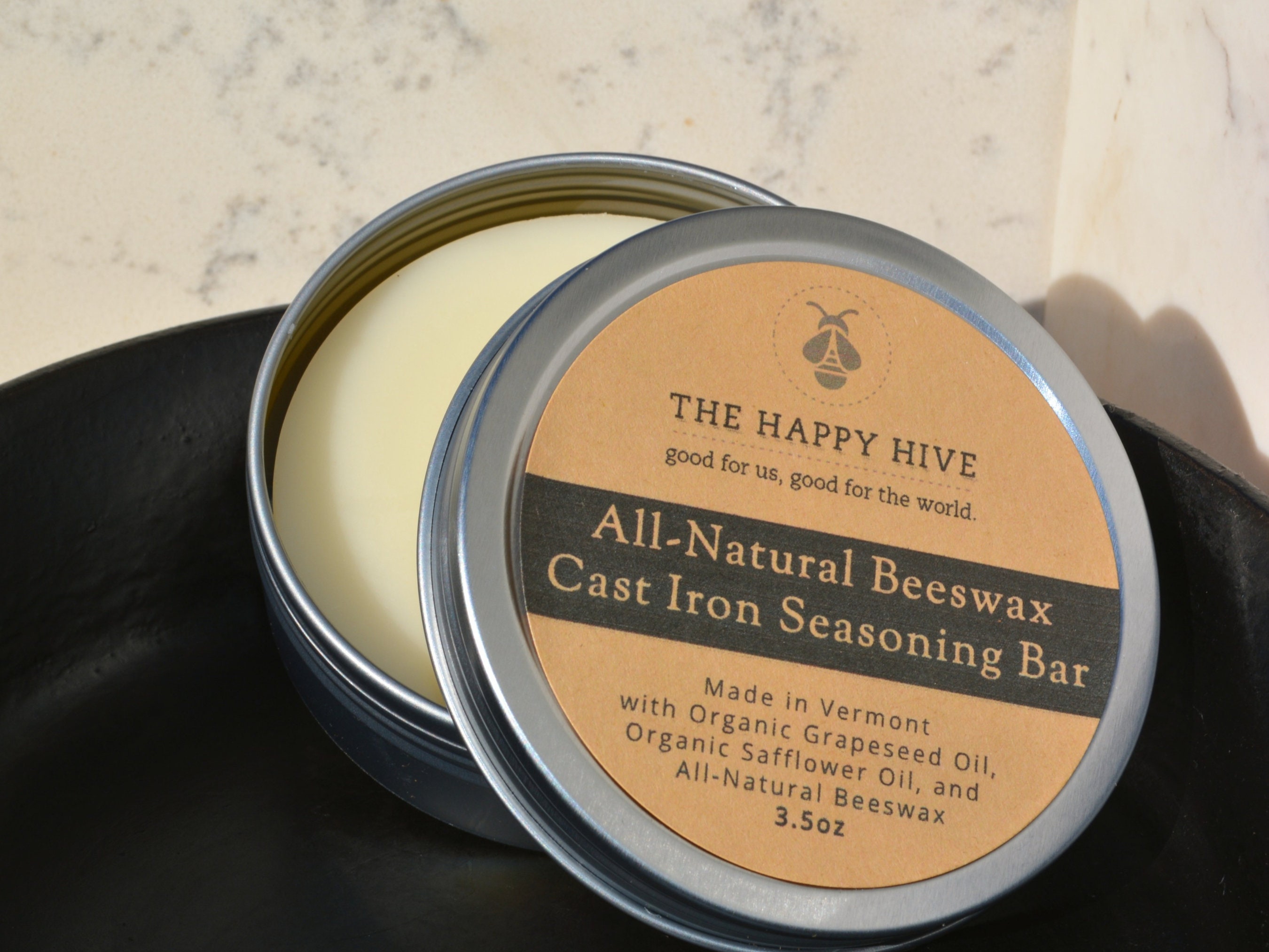 Beeswax Cast Iron Seasoning Bar 3.5oz With Grapeseed Oil and Etsy