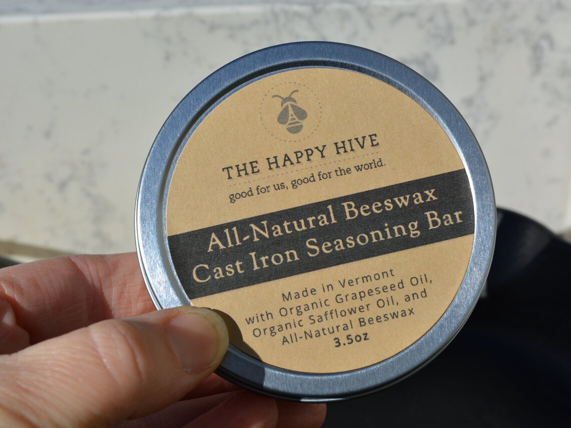 Beeswax Cast Iron Seasoning Bar 3.5oz With Grapeseed Oil and Etsy