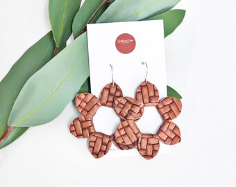 Blossom | brown leather flower petal earring