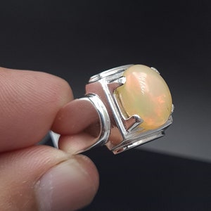 Mens Opal Ring Australian Opal 925 Sterling Silver Ring Handmade Ring Men Silver Ring Opal Bague Silver Bague Unique Natural Opal Ring