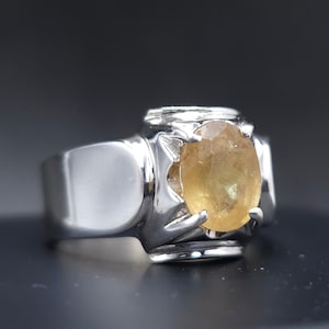 Natürlicher gelber Saphir Krone Stil Ring Sterling Silber 925 Ring gelber Saphir Ring Pukhraj Ring Saphir Edelstein handgemachter Ring