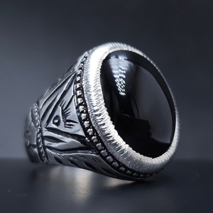 Premium Quality Royal Mens Natural Yemeni Black Aqeeq Ring Sterling Silver 925 Black Agate Ring Handmade Black Aqeeq Ring agate Shia Rings