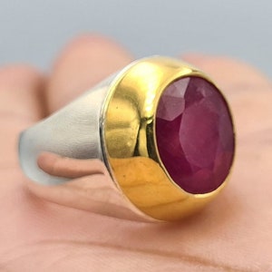 Mens Ruby Ring real big ruby stone natural rubis bague christmas gift for him real gemstone rings ruby rings silver jewelry men easter gift