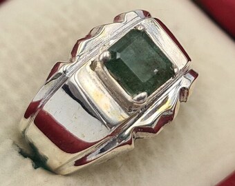 Square Emerald Ring | 925 Sterling Silver Unisex Band