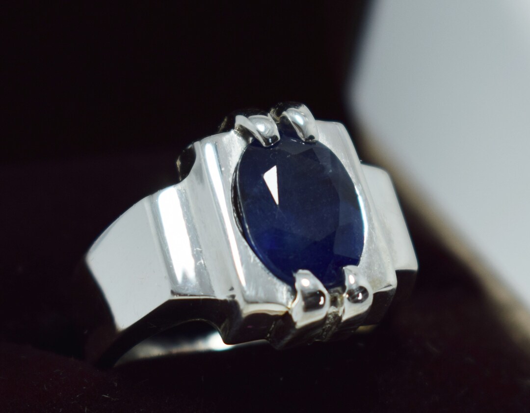 Sapphire Ring Dark Blue Kashmir Sapphire Stone Mens Real Sapphire Rings ...