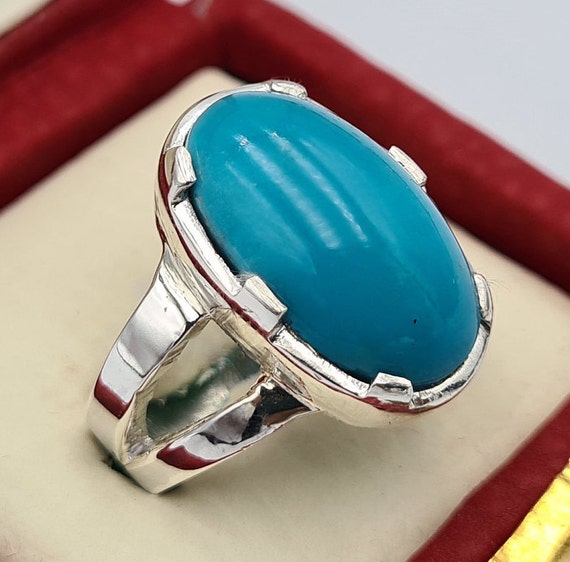 Feroza Ring Real Turquoise Natural Blue Super Clean Clear