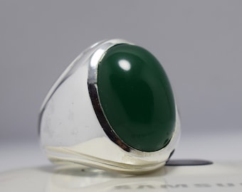 Dark Green Yemeni Aqeeq Ring Aqiq Akik Bague 925 Sterling Silver Ring Mens Jewellery Handmade Rings Shia Rings Real Gemstone Ring Agate Ring