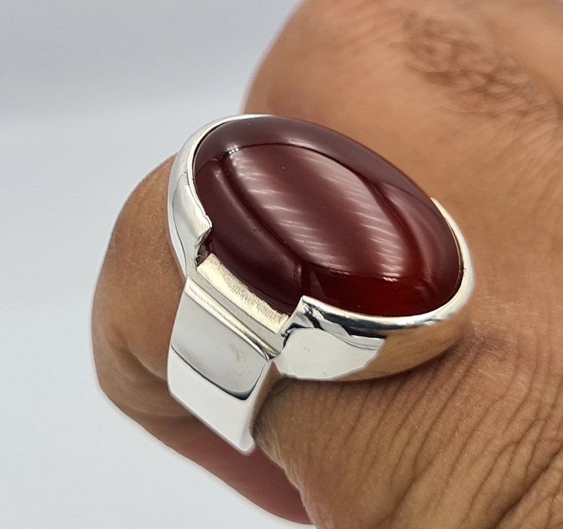 Unisex Aqeeq Ring Real Agate Gemstone Jewelry Rings Handmade Etsy