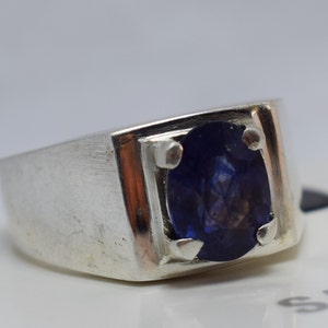 Men Natural Blue Sapphire Ring Beautiful Handmade 925 Sterling Silver Ring Neelam Ring Men&#39;s Sapphire Silver Bague Sapphire Bague Blue Stone
