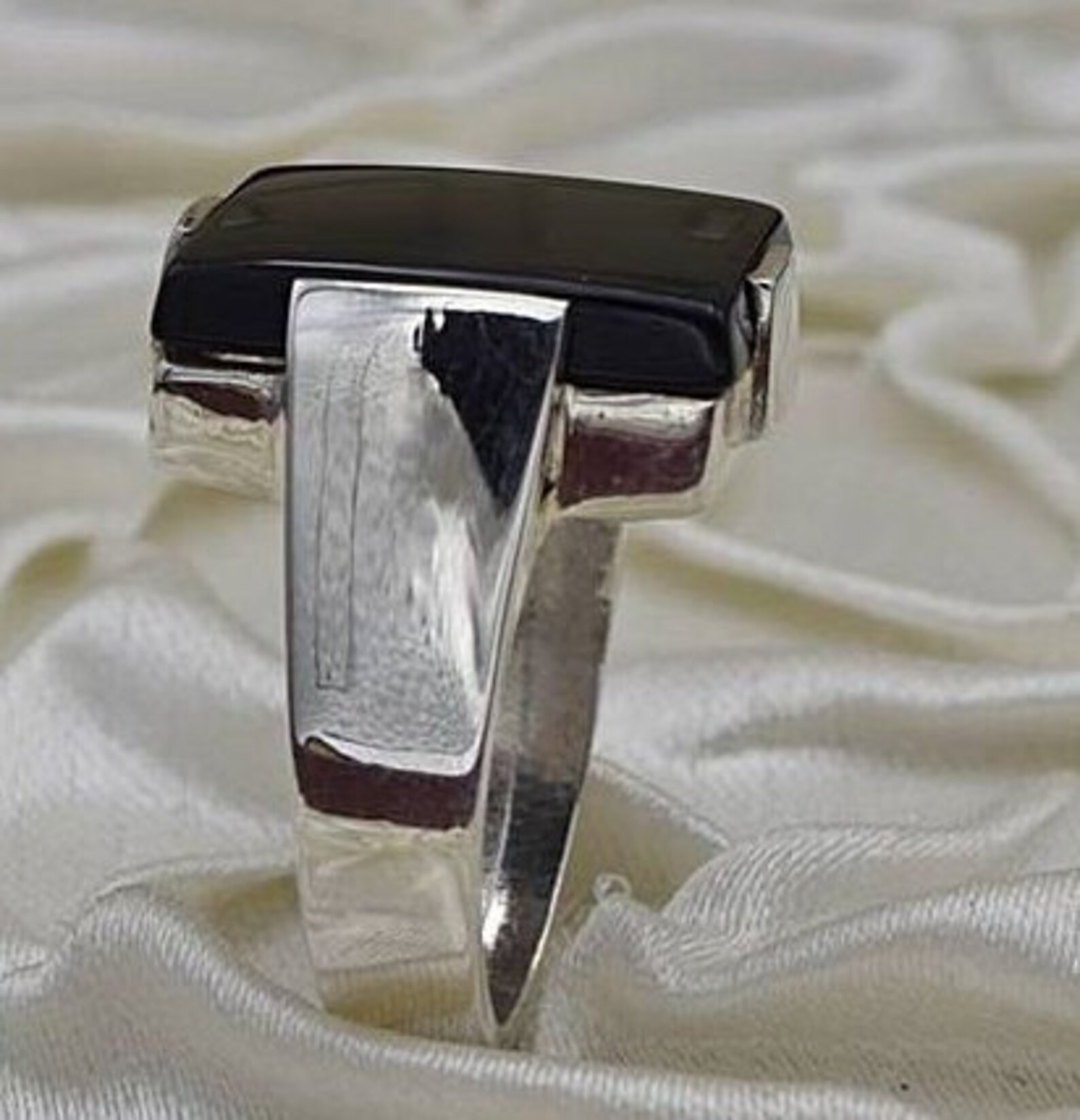 Men's Black Yemeni Aqeeq Ring, Handmade 925 Sterling Silver Akik Ring ...