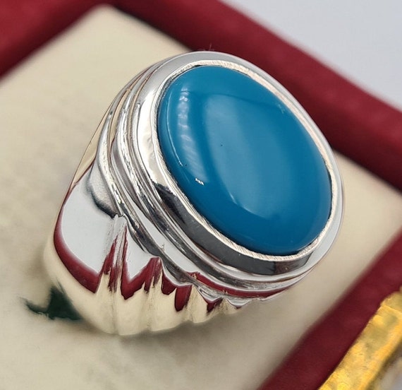 指輪・リング Arizona White Turquoise Ring Hand Made Sleeping Beauty Turquoise Ring, Sterling Silver Band, Arizona