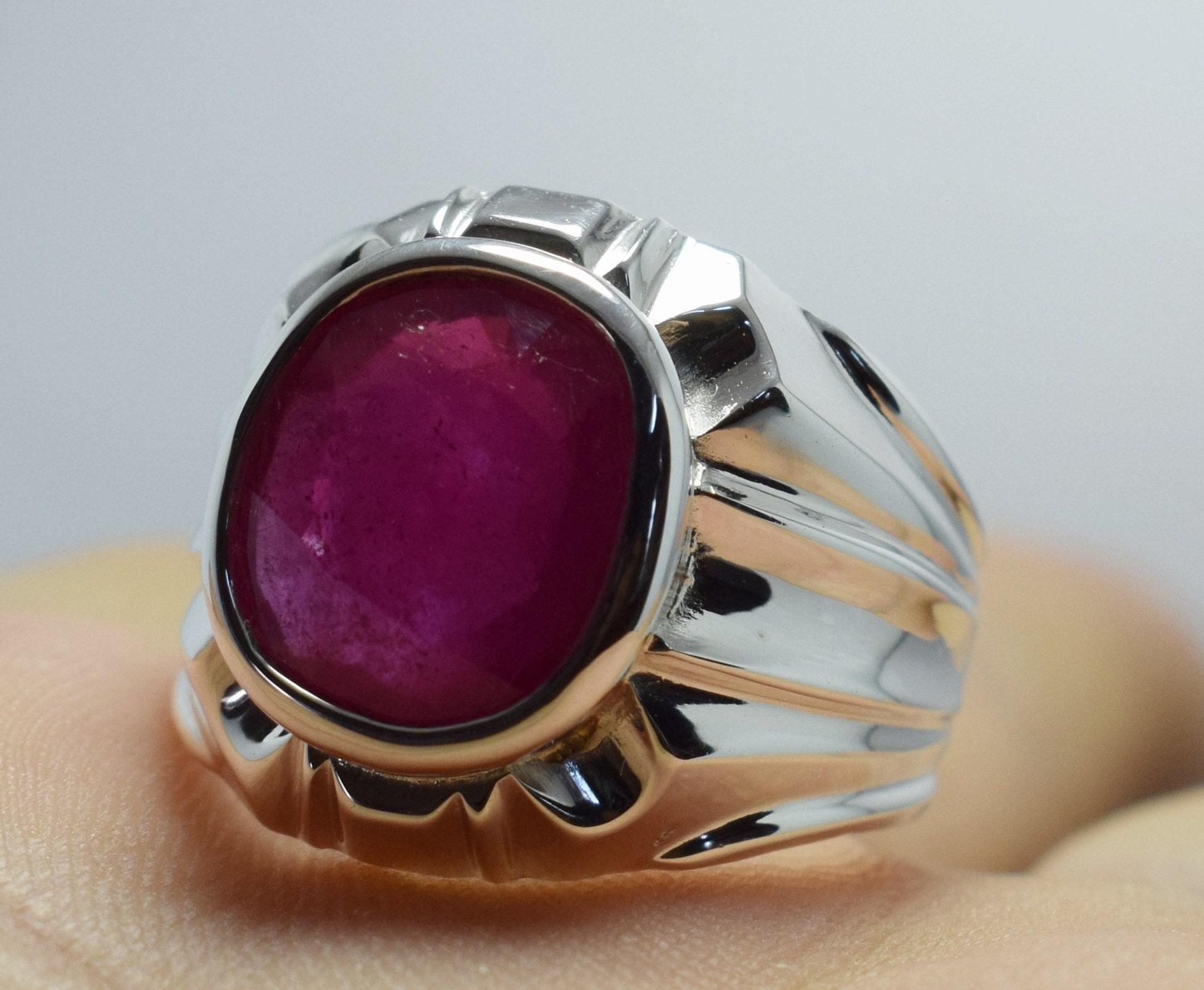 Ruby Ring Mens Real Ruby Stone Ring Natural Gemstone Handmade | Etsy