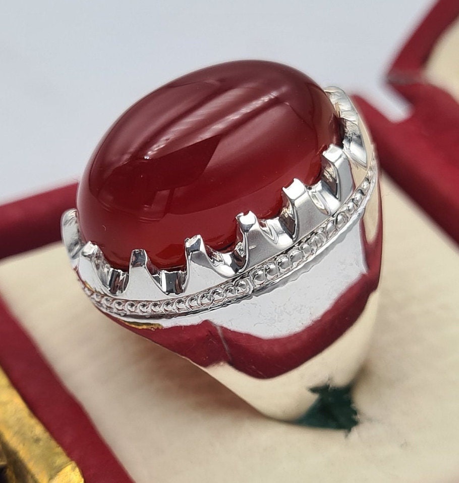 b>Anello</b> <b>agata</b> rossa <b>yemenita</b> <b>Aqeeq</b> <b>Anello</b> fatto a mano in