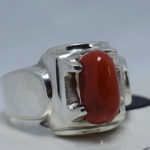 Beautiful Mens Marjan Ring 925 Sterling Silver Handmade Ring Design Great Polished Ring Marjan Stone Coral Marjan Ring Moonga Stone Bague