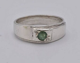Sterling Silver Panjsher Emerald Ring, Natural Gemstone