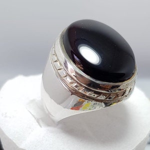 Natürlicher jemenitischer Aqeeq Ring Schwarz blutroter Achat Ring Akik Achat islamischer Ring 925 Sterling Silber Ring Echter Achat Shia Ring Akik Ring Für Männer