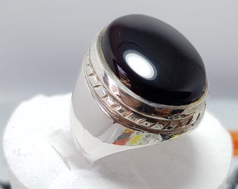 Natural Yemeni Aqeeq Ring Black Blood Red Agate Ring Akik Agate islamic Ring 925 Sterling Silver Ring Real agate Shia Ring Akik Ring For Men