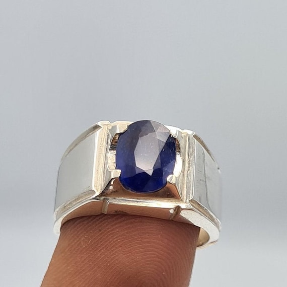 Buy SIDHARTH GEMS 16.25 Ratti (AA++) Certified Blue Sapphire Ring (Nilam/Neelam  Stone Silver Plated Ring)(Size 20 to 23) for Men and Woman at Amazon.in