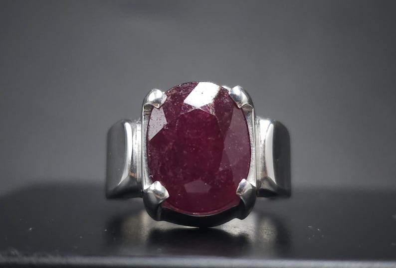 Ruby Ring - Natural Ruby Sterling Silver 925 Handmade Hand Engraved Ring - July's Birthstone - Gift for Him/Her