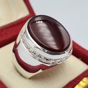 Yemeni Aqeeq Ring Beautiful Blood Red Yamni Yemen Yamani Akik Agate Bageu Mens Handmade Silver Bague Natural Hakik Stone Ring Easter gifts