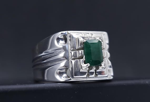 Handmade Swat Emerald Ring, 925 Sterling Silver Men's Band - Etsy