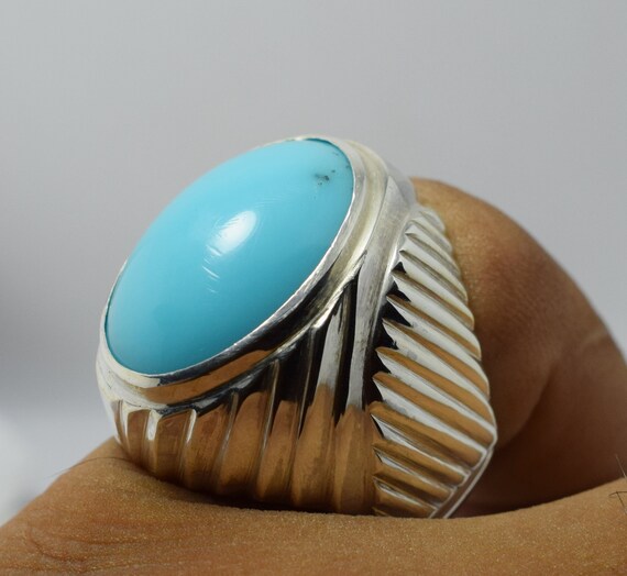 Natural Stone Turquoise (firoza) Ring For Men Gold Plated Oval Shape  Gender: Unisex at Best Price in New Delhi | Satyamani