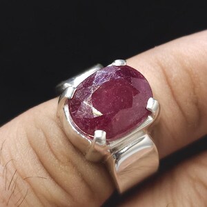 Real Deep Red Ruby Sterling Silver 925 Handmade Ring, Beautiful Ruby Ring, Natural Ruby Ring, Piegion Yaqoot Ring