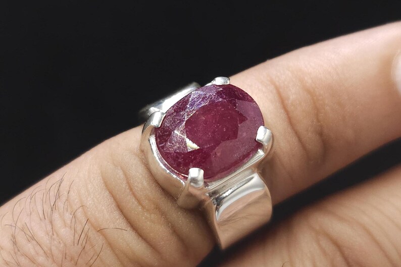 Real Deep Red Ruby Sterling Silver 925 Handmade Ring, Beautiful Ruby Ring, Natural Ruby Ring, Piegion Yaqoot Ring