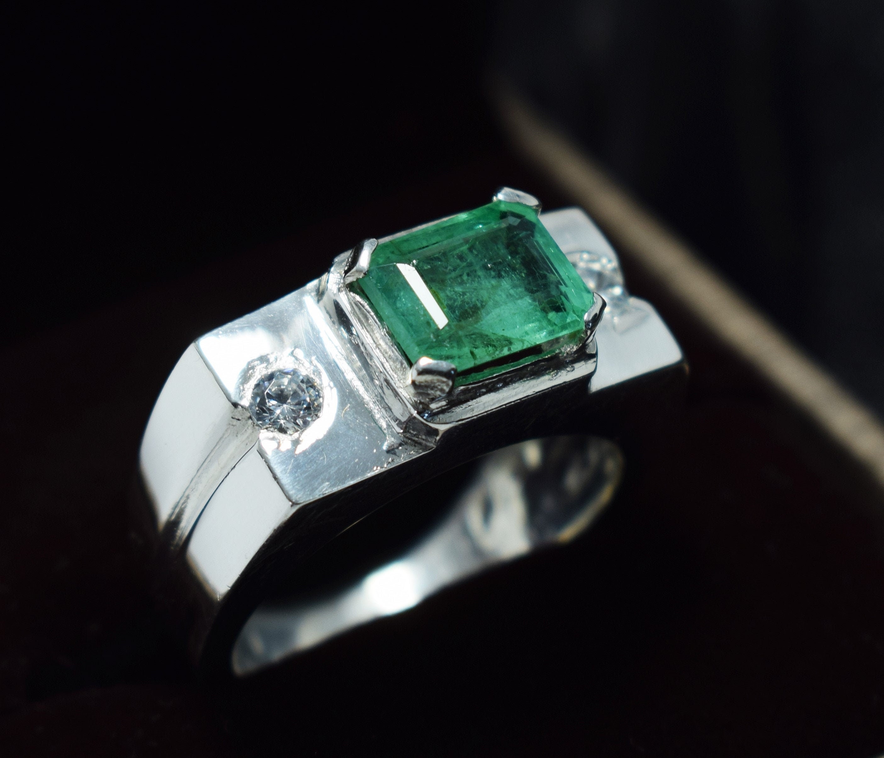 Mens Emerald Ring Swat Emerald Ring for Men Natural Swat Emerald Ring for Men  Emerald Silver Gold Plated Ring for Men Gift for Him - Etsy