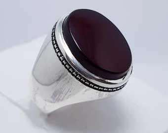 Natural Dark Blood Red Yemeni Aqeeq Ring Yamni Akik Ring Handmade Ring 925 Sterling Silver Ring islamic Ring Yemeni Akik Beautiful Design